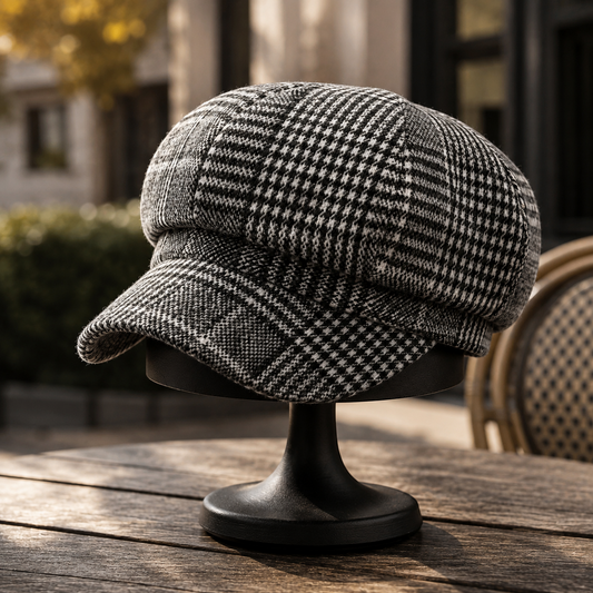 Vintage Plaid Newsboy Cap for Women | Elegant British Baker Boy Hat | Classic Winter Fashion Beret Style Cap