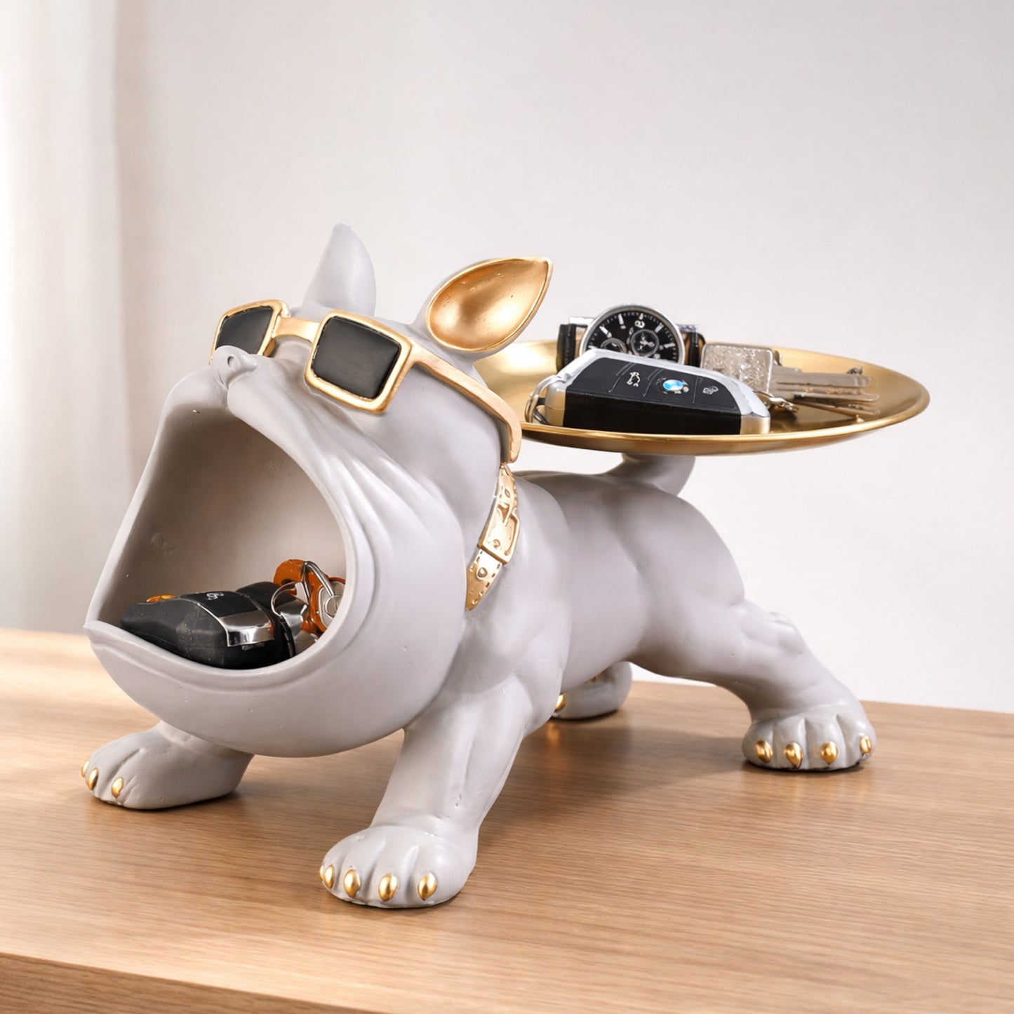 Cute Bulldog Storage Figurine with Tray – Unique Gift for Dog Lovers & Home Decor