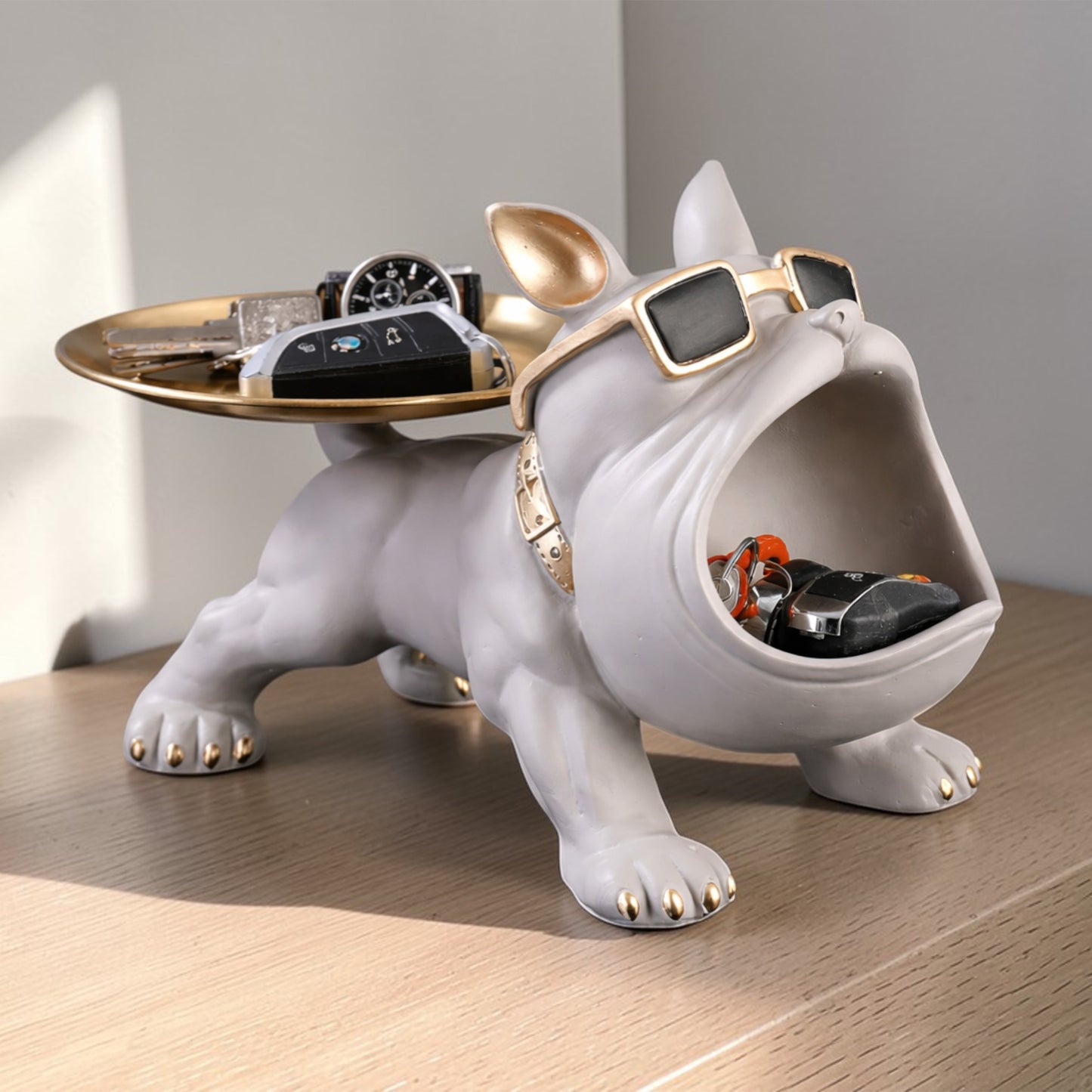 Cute Bulldog Storage Figurine with Tray – Unique Gift for Dog Lovers & Home Decor