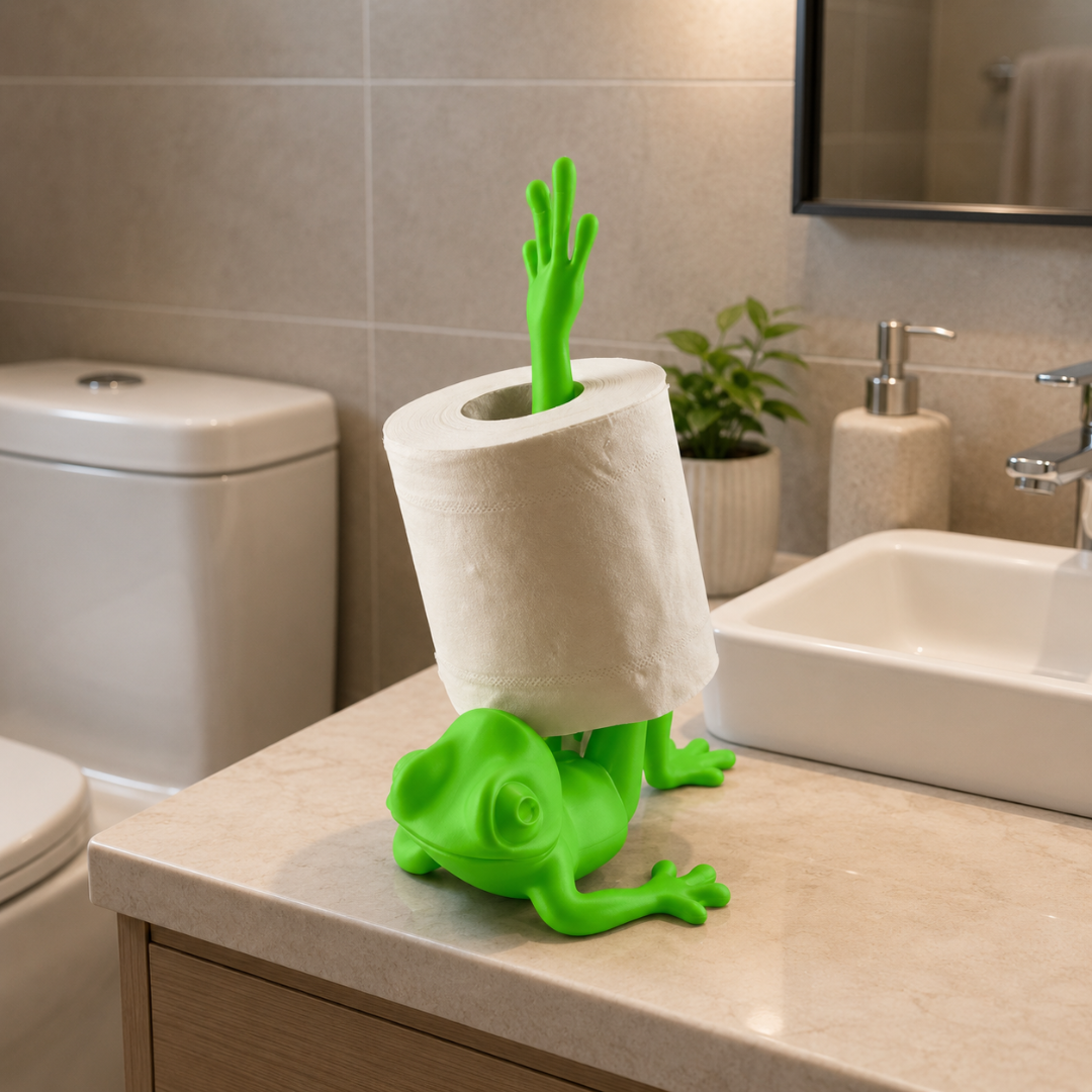 Cute Frog Holder, Funny Bathroom Decor, Stretching Tissue Stand, Whimsical Vanity Accent, Playful Toilet Storage, Unique Home Gift