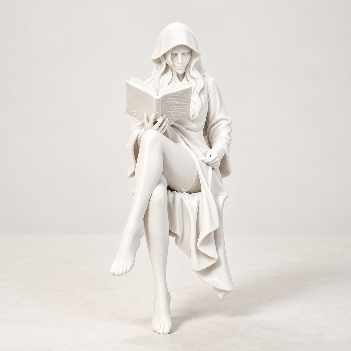 Reading Lady Figurine Book Reader Statue Resin Decor Shelf Ornament Desk Accent Home Gift