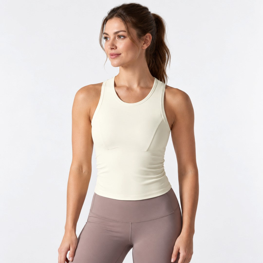 Women Sleeveless Gym Top | Slim Fit Stretch Workout Vest for Yoga Running | Breathable Quick Dry Training Shirt with Smooth Knitted Fabric