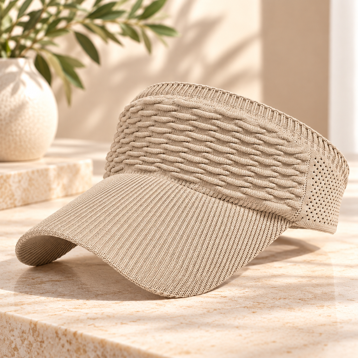 Women’s UV Sun Visor Hat, Breathable Visor Cap, Adjustable Open Top Sun Hat, Ponytail Beach Hat, Lightweight Summer Headwear