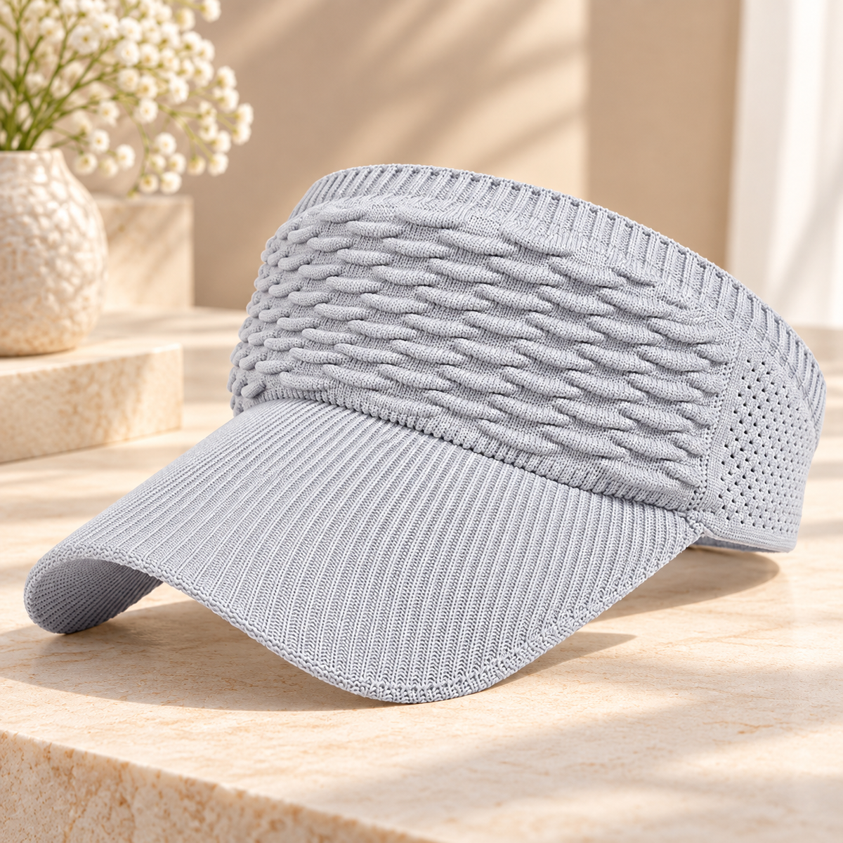 Women’s UV Sun Visor Hat, Breathable Visor Cap, Adjustable Open Top Sun Hat, Ponytail Beach Hat, Lightweight Summer Headwear