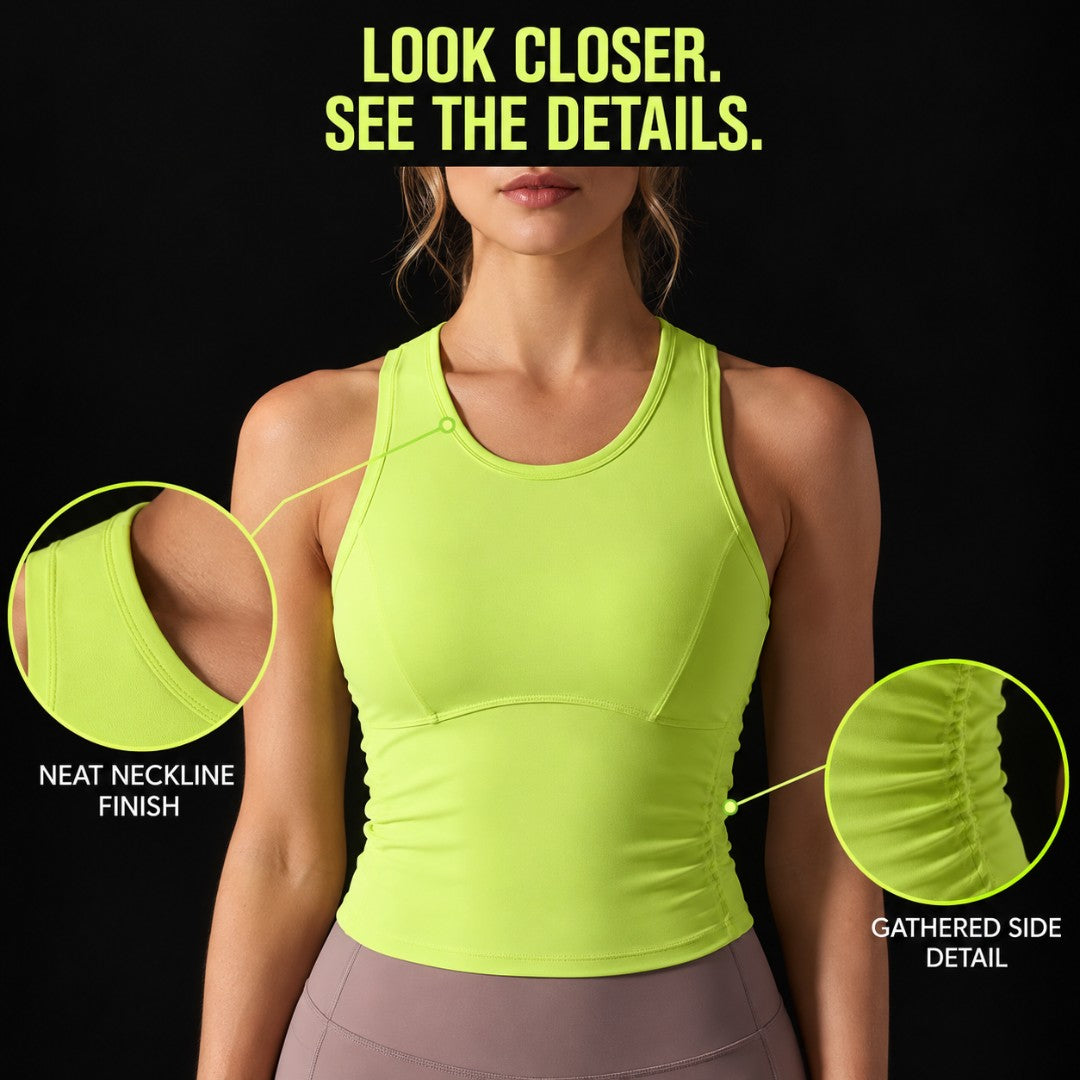 Women Sleeveless Gym Top | Slim Fit Stretch Workout Vest for Yoga Running | Breathable Quick Dry Training Shirt with Smooth Knitted Fabric