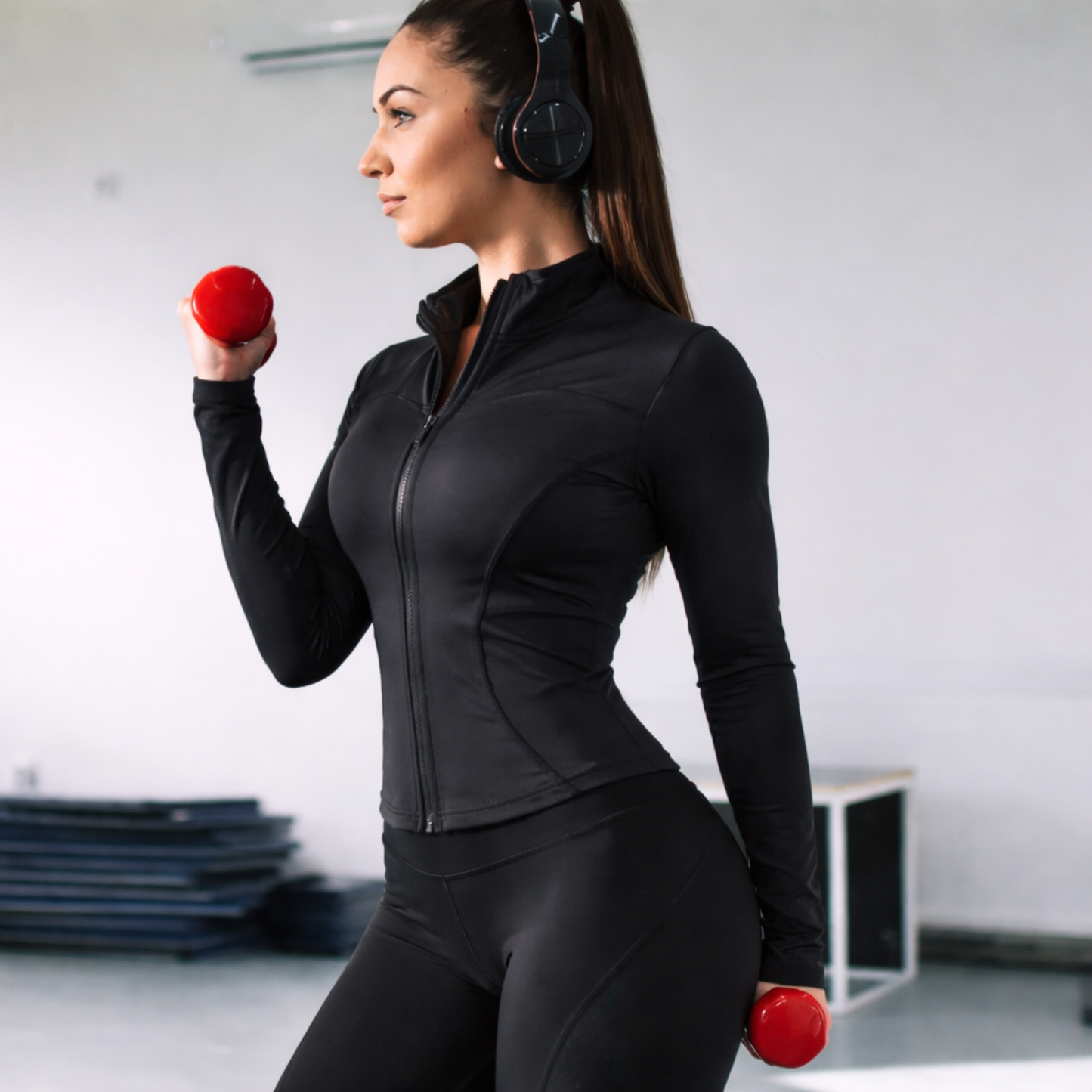 Women’s Zip Up Workout Jacket | Slim Fit Yoga Running Fitness Top