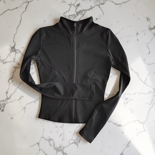 Women’s Zip Up Workout Jacket | Slim Fit Yoga Running Fitness Top