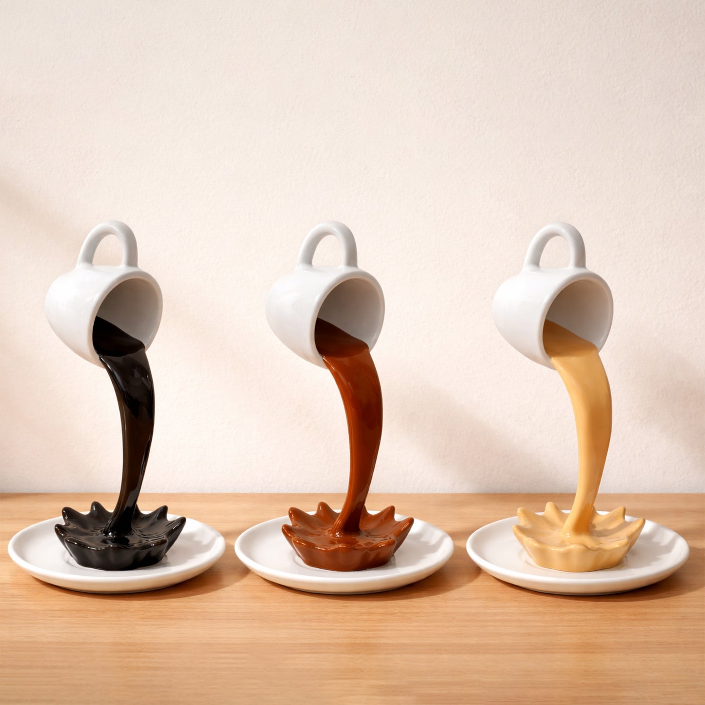 Floating Spilling Coffee Cup Sculpture Decor
