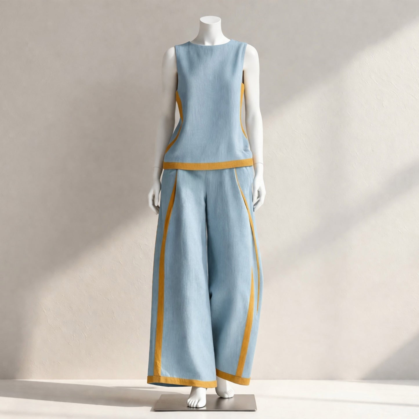 Women’s Sleeveless Wide-leg Trouser Set / Casual Summer Fashion