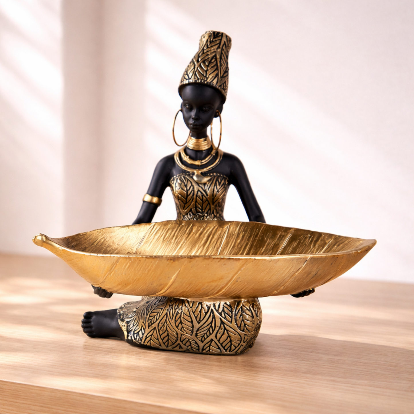 Decorative Lady Tray Statue | Resin Storage Bowl | Home Decor Accent