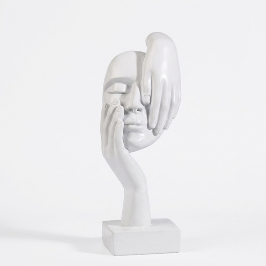 Nordic Resin Abstract Face Statue, Modern Desktop Sculpture Figurine for Office Shelf, Home Decor Accent Gift