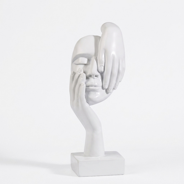 Nordic Resin Abstract Face Statue, Modern Desktop Sculpture Figurine for Office Shelf, Home Decor Accent Gift