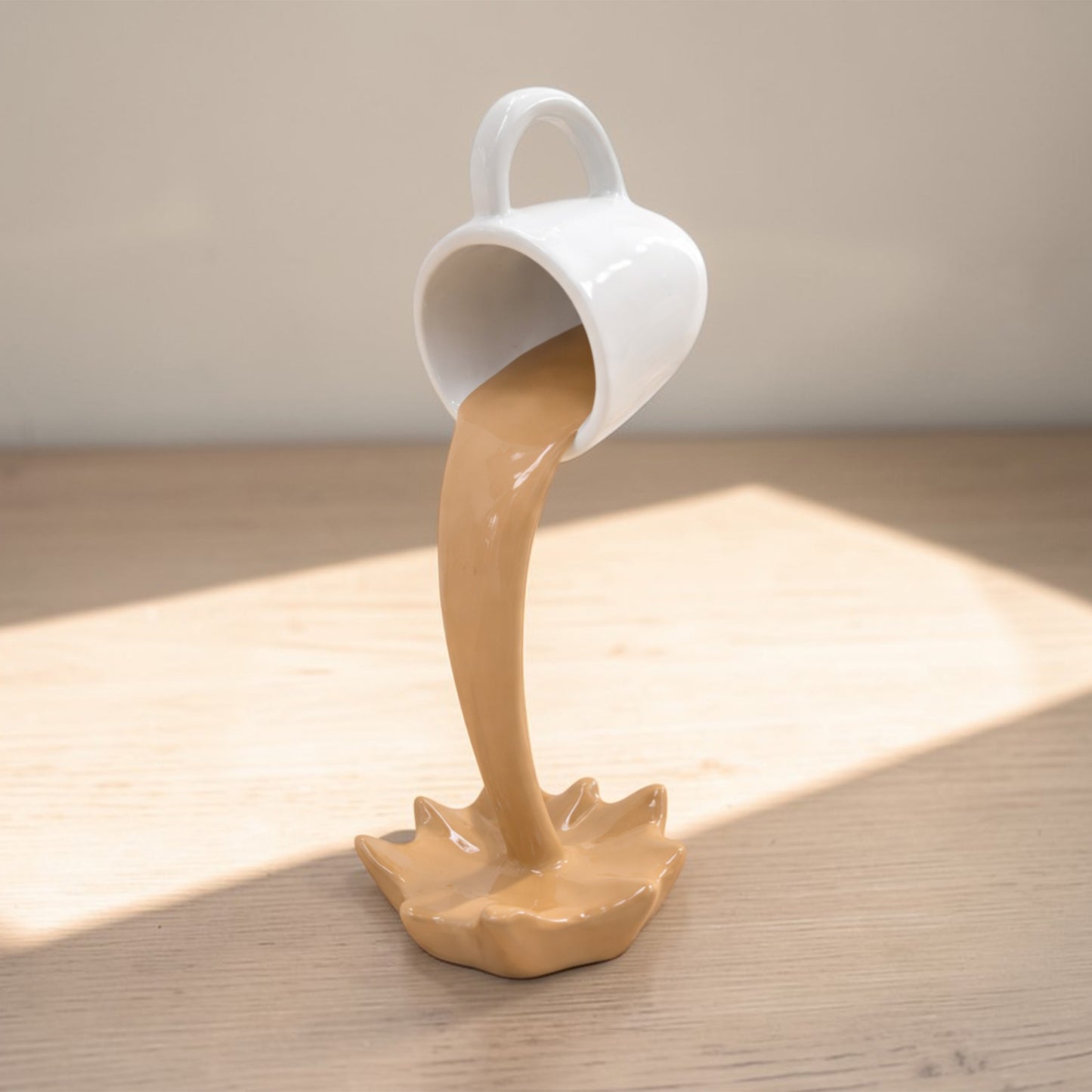 Floating Spilling Coffee Cup Sculpture Decor
