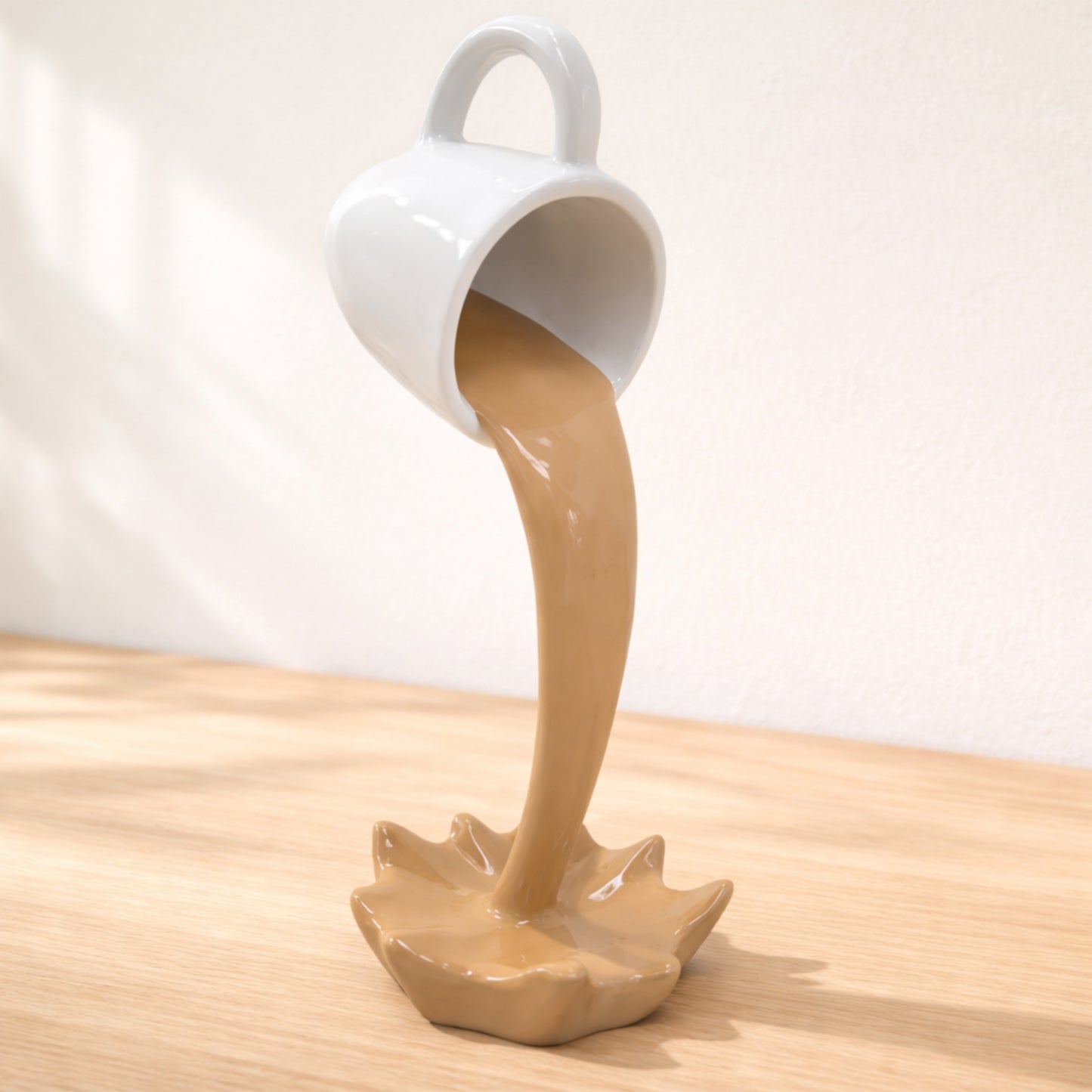 Floating Spilling Coffee Cup Sculpture Decor