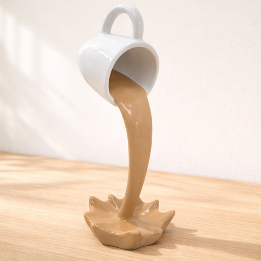 Floating Spilling Coffee Cup Sculpture Decor