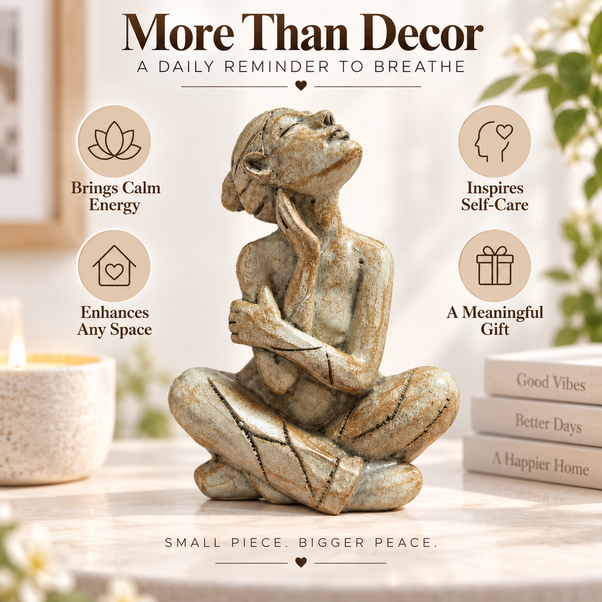 Seated Figure Sculpture Resin Statue Modern Artistic Home Decor Desk Shelf Tabletop Meditation Ornament Gift