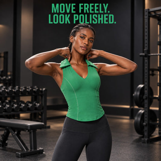 Sleeveless Yoga Top for Women | Collared V Neck Workout Shirt, Slim Fit Racerback Fitness Tank for Gym, Running, Dance and Summer Outfits
