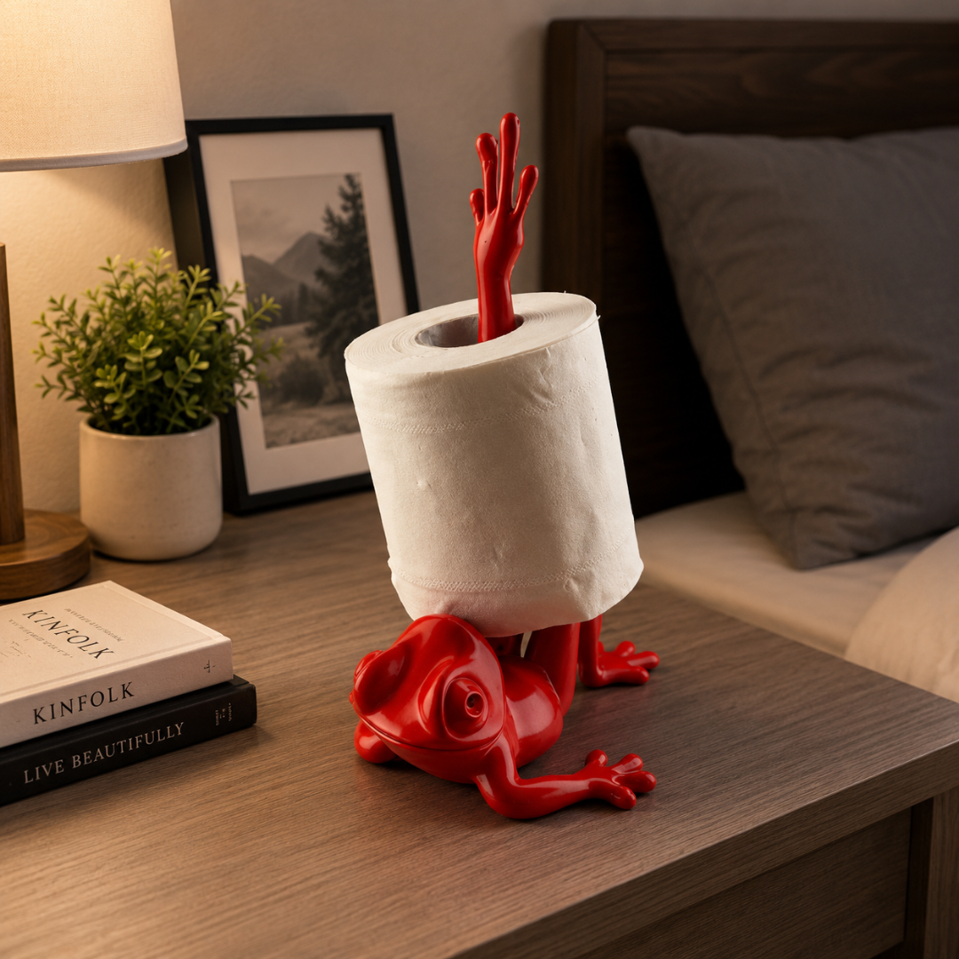 Cute Frog Holder, Funny Bathroom Decor, Stretching Tissue Stand, Whimsical Vanity Accent, Playful Toilet Storage, Unique Home Gift