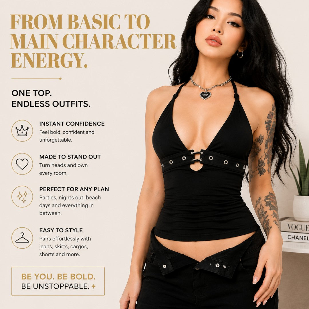 Black Lace Up Crop Top Women | Backless Bandage Tank Top | Y2K Party Clubwear Summer Outfit Top | Edgy Streetwear Vest