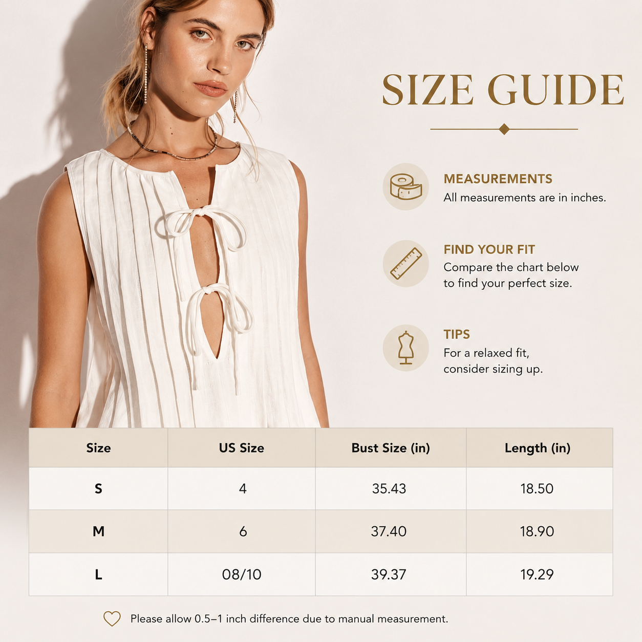 Women's Lace Up Tank Top | Sleeveless Hollow Cut Blouse | Slim Fit Summer Vest | Pleated Casual Going-Out Shirt