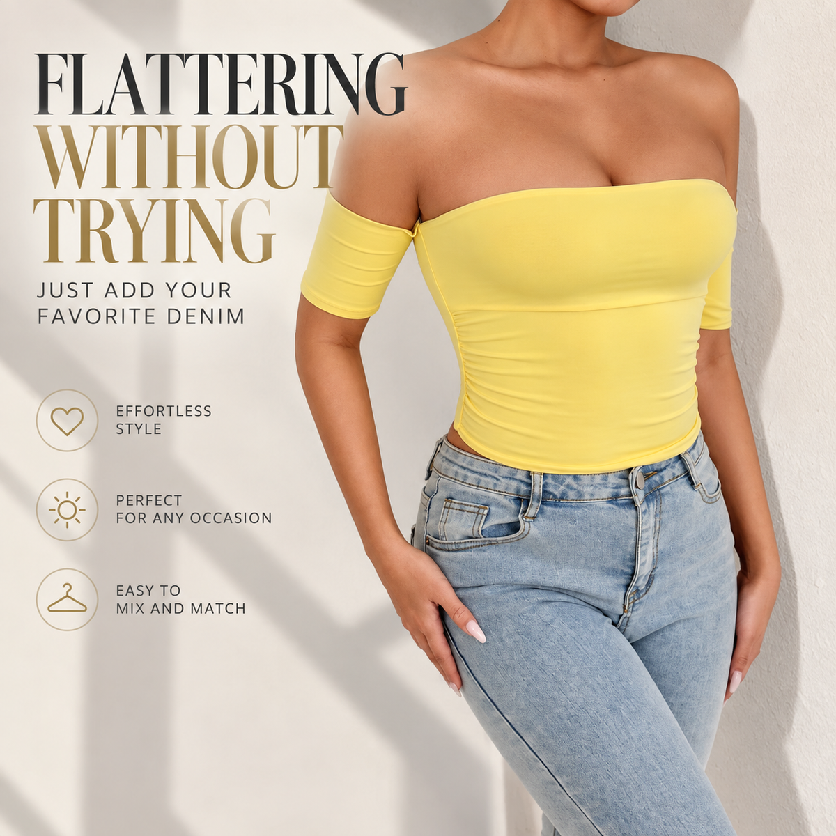 Off Shoulder Crop Top | Womens Going Out Shirt | Short Sleeve Fitted Date Night Blouse