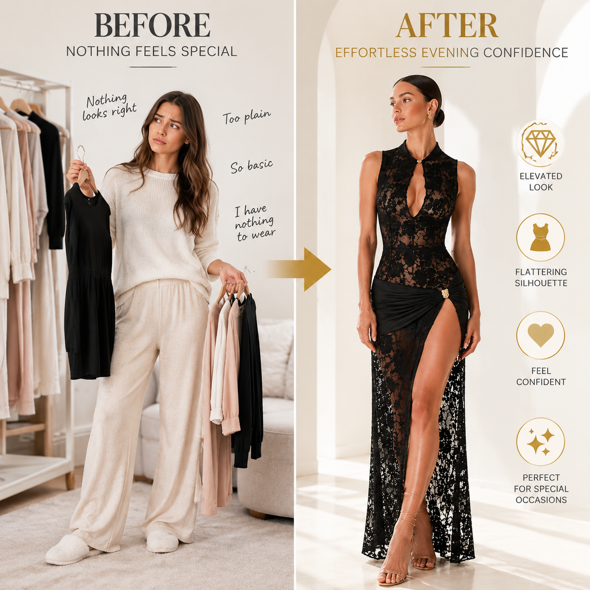 Women Black Lace Hollow Out Dress | Sleeveless High Split Evening Gown | Elegant Long Bodycon Party Dress