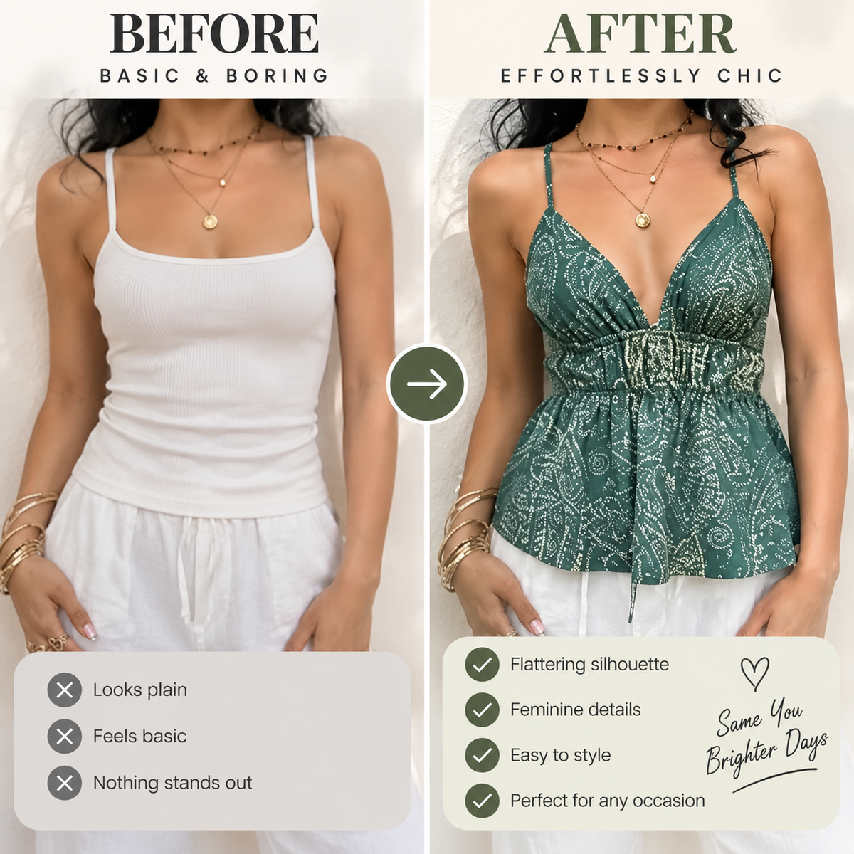 Paisley Print Cami Top | Crisscross Back V Neck Blouse with Waist Ruffle | Feminine Casual Vacation Top for Date Night & Daily Wear