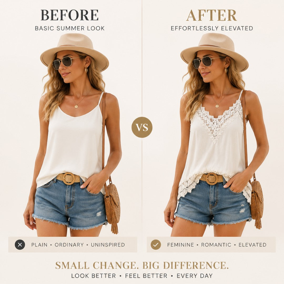 Embroidered Lace Camisole Top Women Bohemian Summer Shirt Feminine Casual Holiday Outfit Romantic Sleeveless Tank Top