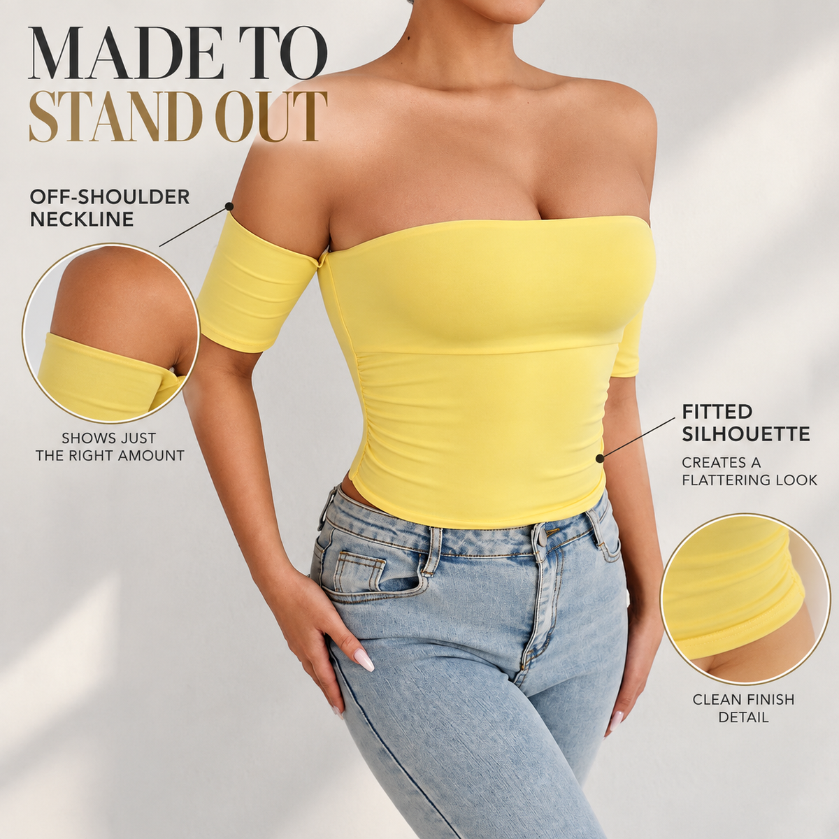 Off Shoulder Crop Top | Womens Going Out Shirt | Short Sleeve Fitted Date Night Blouse
