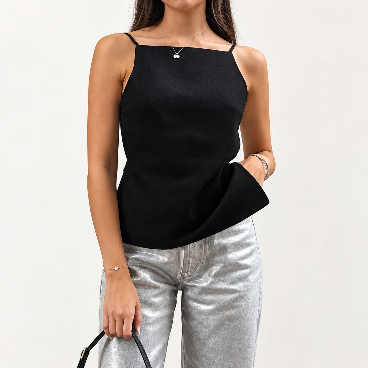 Square Neck Camisole Top | Womens Fitted Spaghetti Strap Tank | Sleeveless Casual Blouse