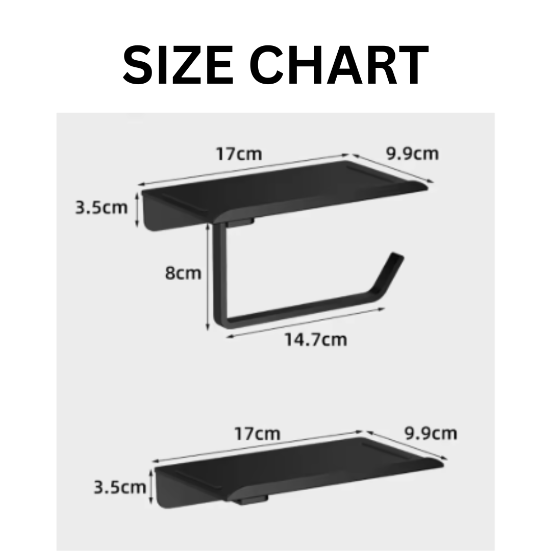 No Drill Toilet Paper Holder, Wall Mounted Shelf Organizer, Space Saving Holder