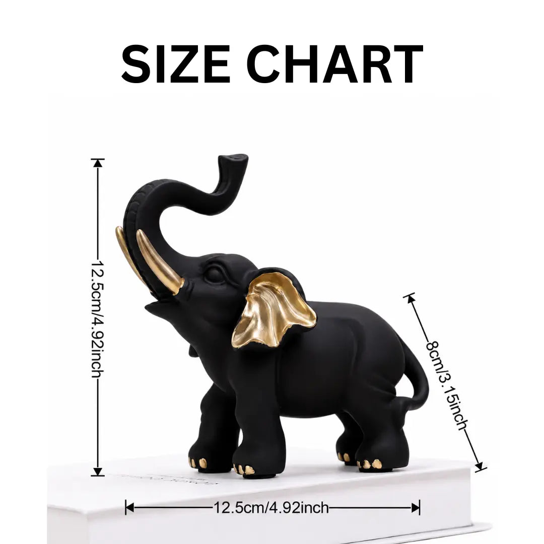 Black Gold Elephant Statue, Modern Resin Decor, Lucky Home Accent, Luxury Shelf Styling, Mantel Piece, Office Desk Decor Jumartins