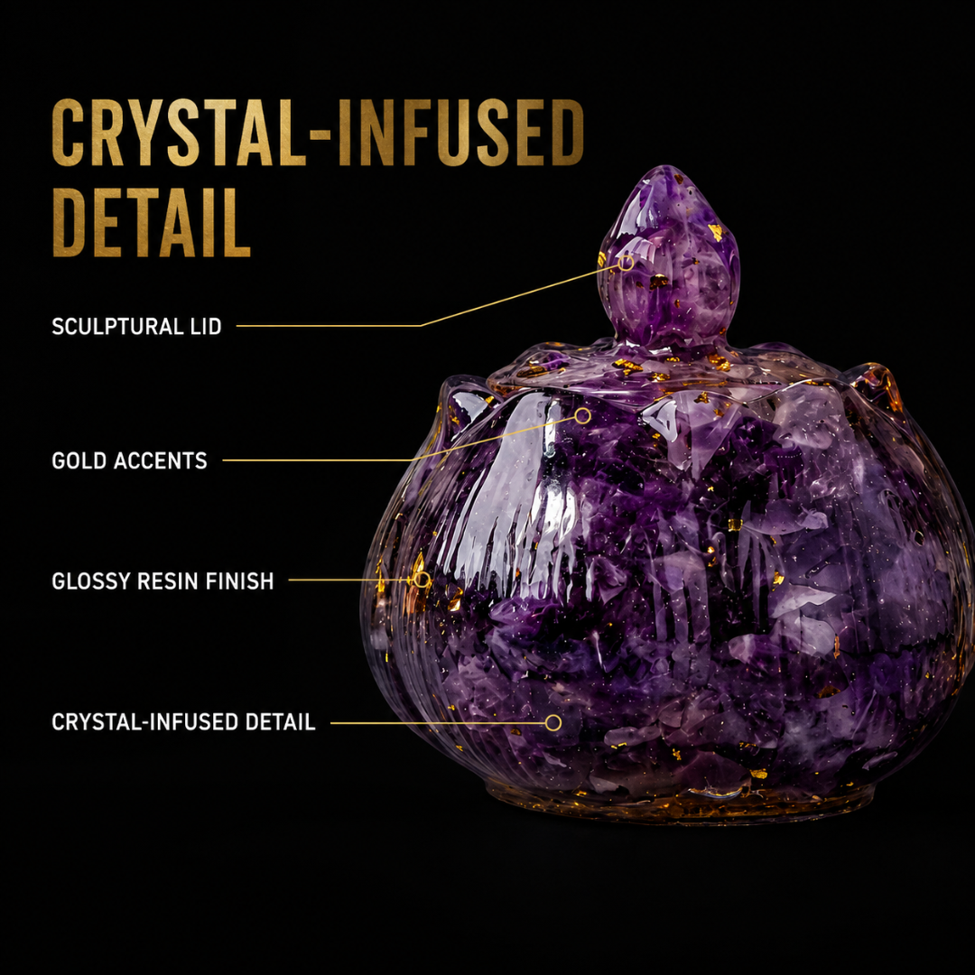 Crystal Healing Stone Bowl – Resin Meditation & Energy Decor