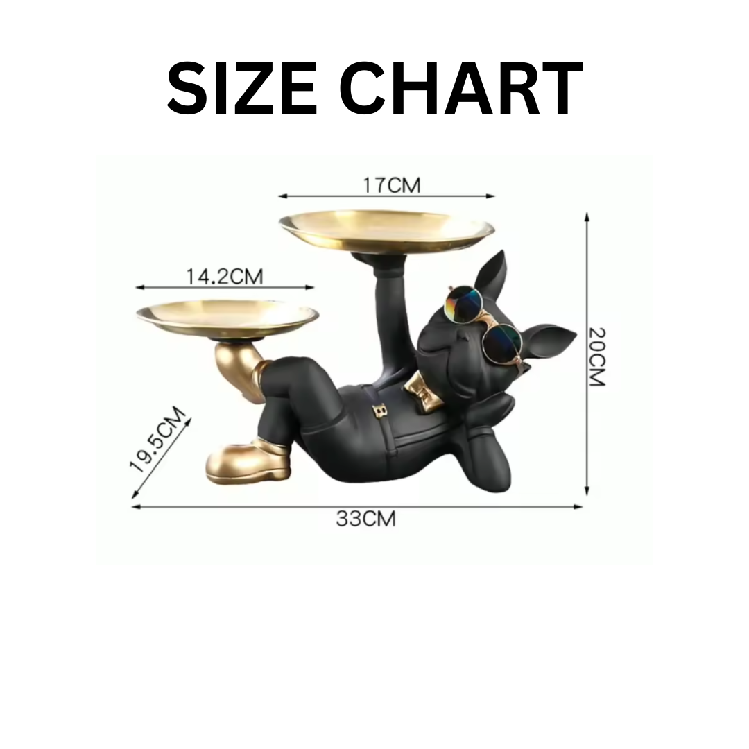 Black Bulldog Statue with Tray – Key Holder, Jewelry Organizer, Luxury Entryway Decor, Office Desk Accessory, Modern Home Accent Gift