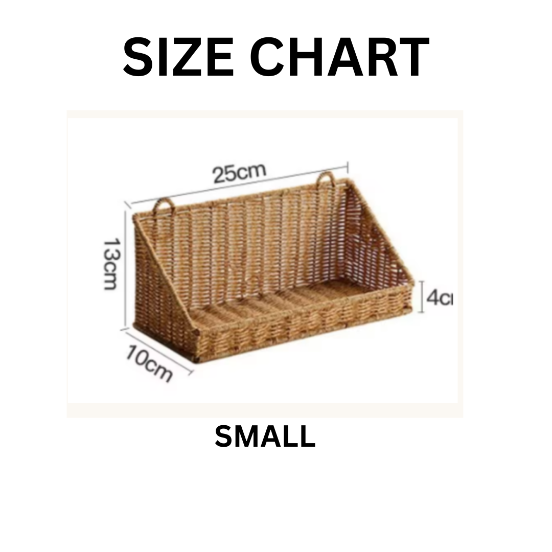 Wall Mounted Storage Basket – Boho Rattan-Look Hanging Organizer