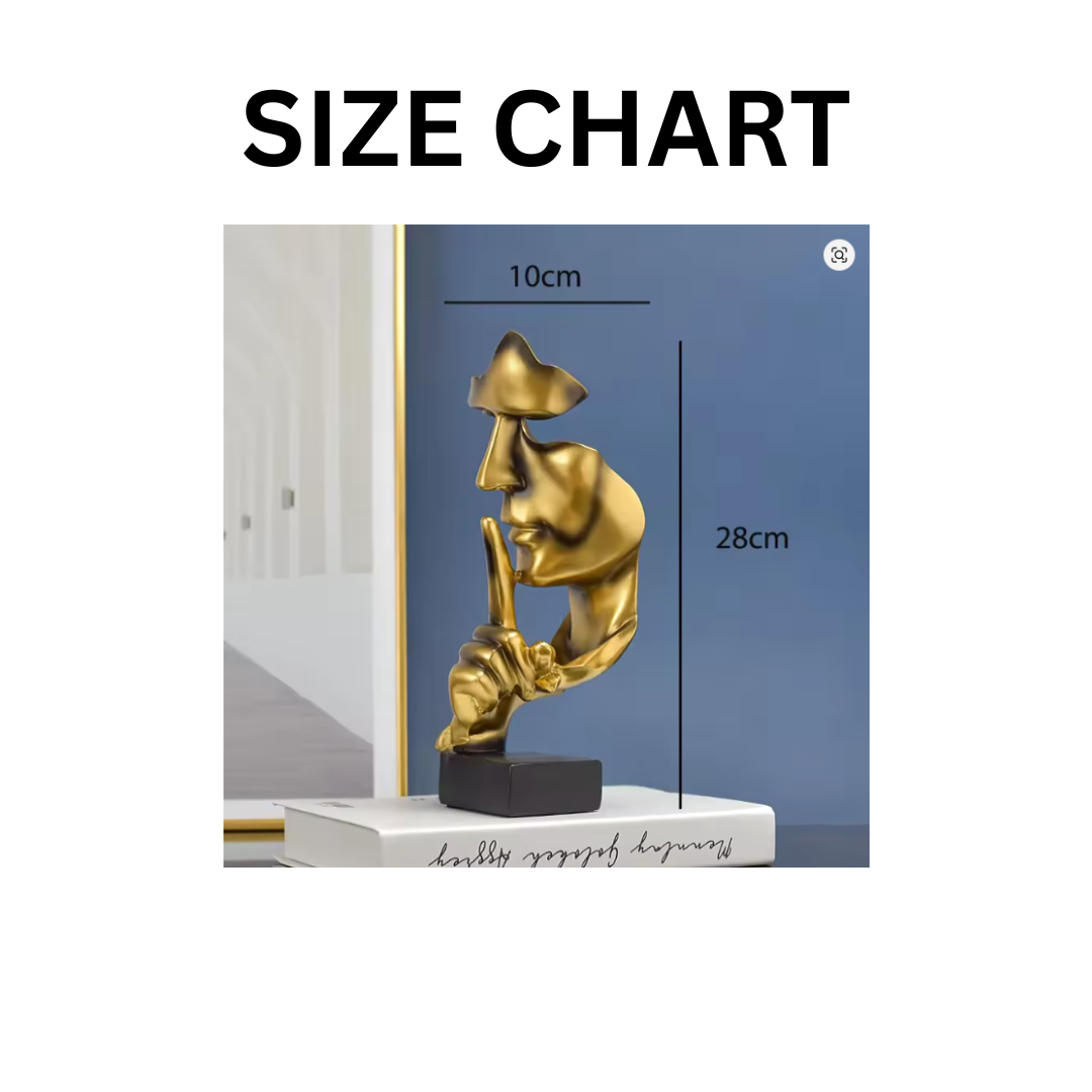 Thinker Statue – Luxury Office Decor, Abstract Face Sculpture, Modern Resin Figurine, Silence Is Gold Art, Studio Desk Ornament, White Home Decoration