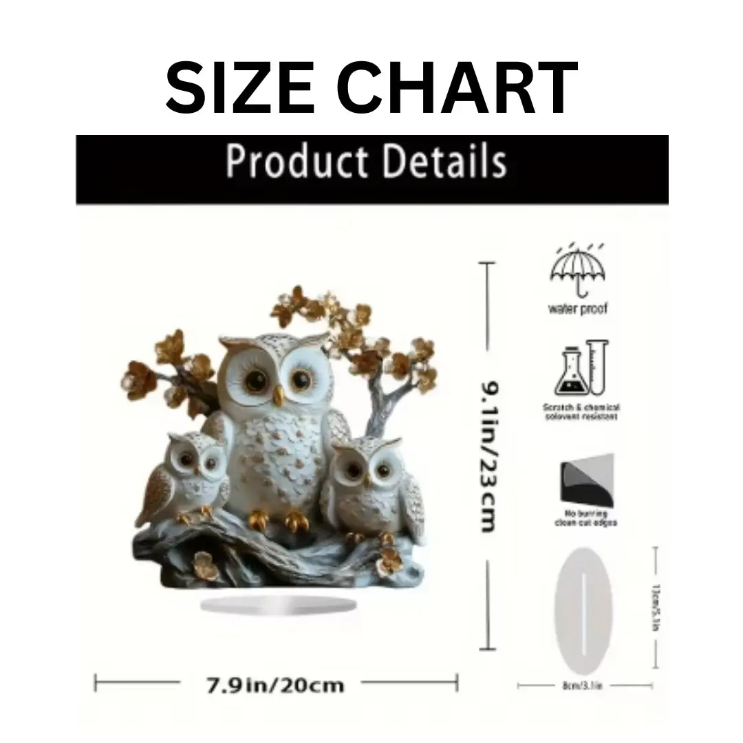 Owl Family Acrylic Decor, Desk Ornament, Cute Shelf Accent, Cozy Home Piece, Office Table Decor, Festival Gift Idea Jumartins