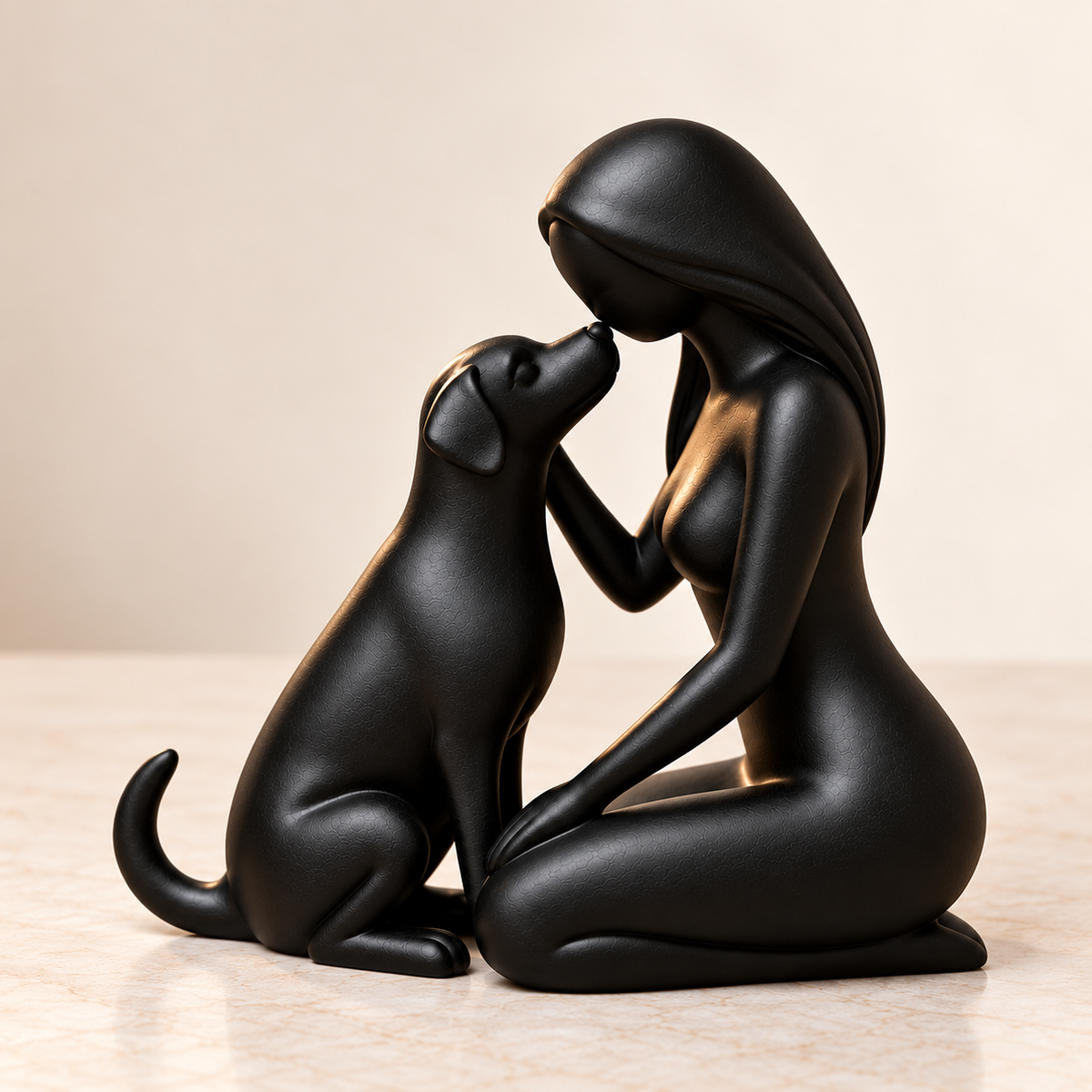 Girl And Dog Figurine, Printed Pet Memorial Statue, Loss Remembrance Gift, Tabletop Home Decor