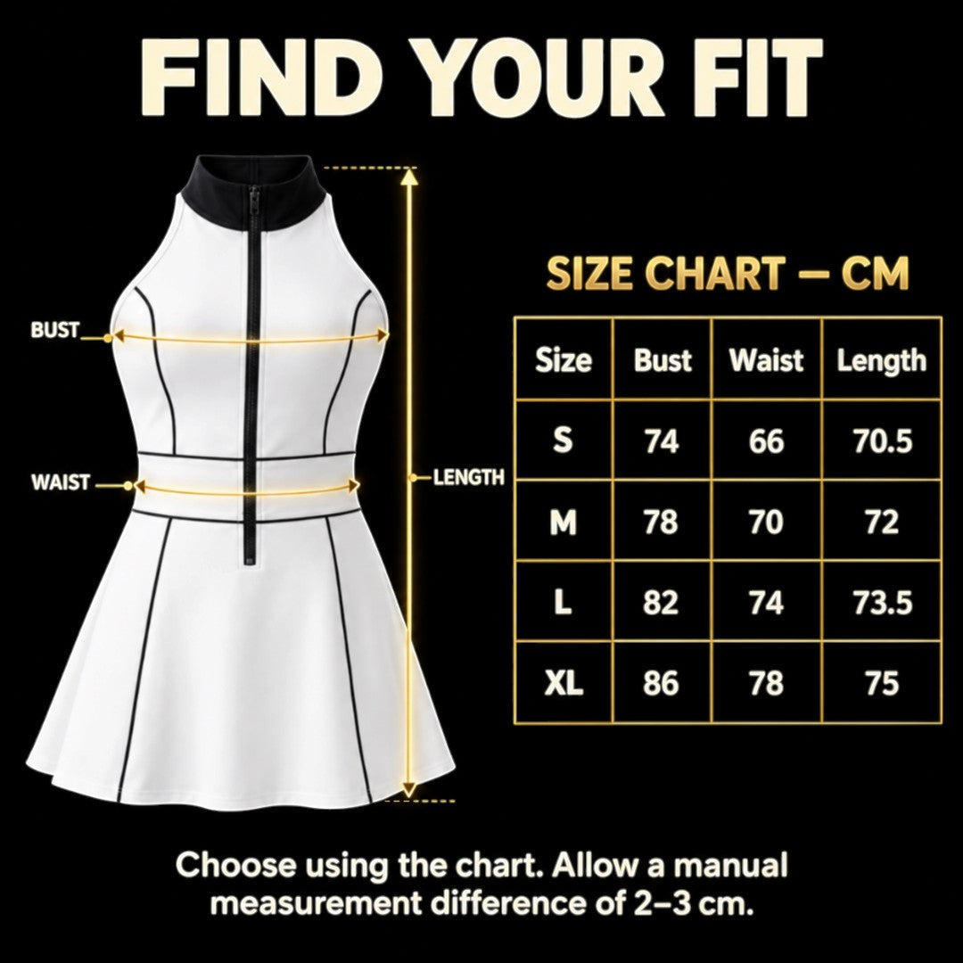 Tennis Dress With Shorts | Sleeveless Athletic Outfit | Contrast Trim Zipper Stand Collar | Workout Gym Yoga Clothing | Casual Court Style