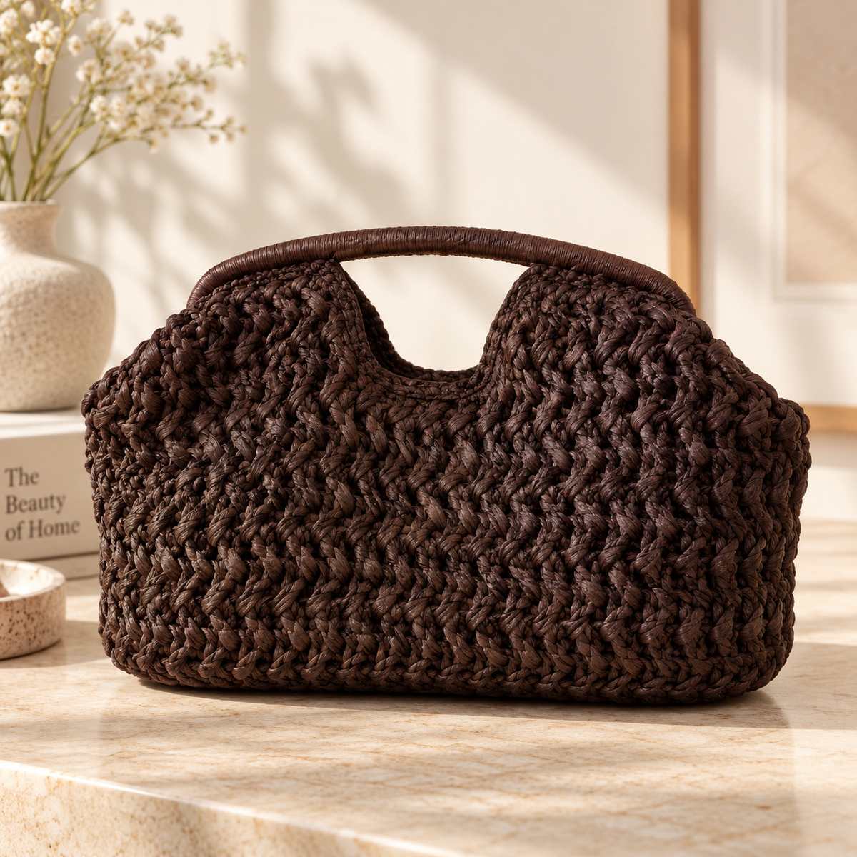 Woven Summer Handbag | Beach Clutch Purse | Boho Raffia Style Tote | Resort Vacation Shoulder Carry Bag
