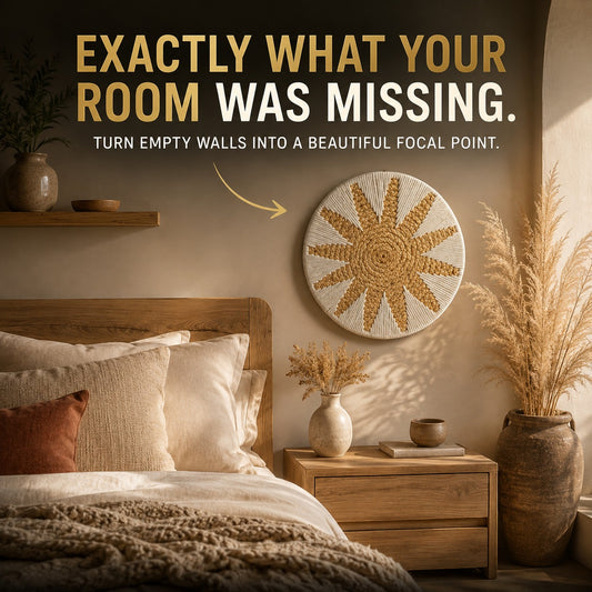 Bohemian Round Wall Hanging – Woven Rattan Macrame Wall Decor