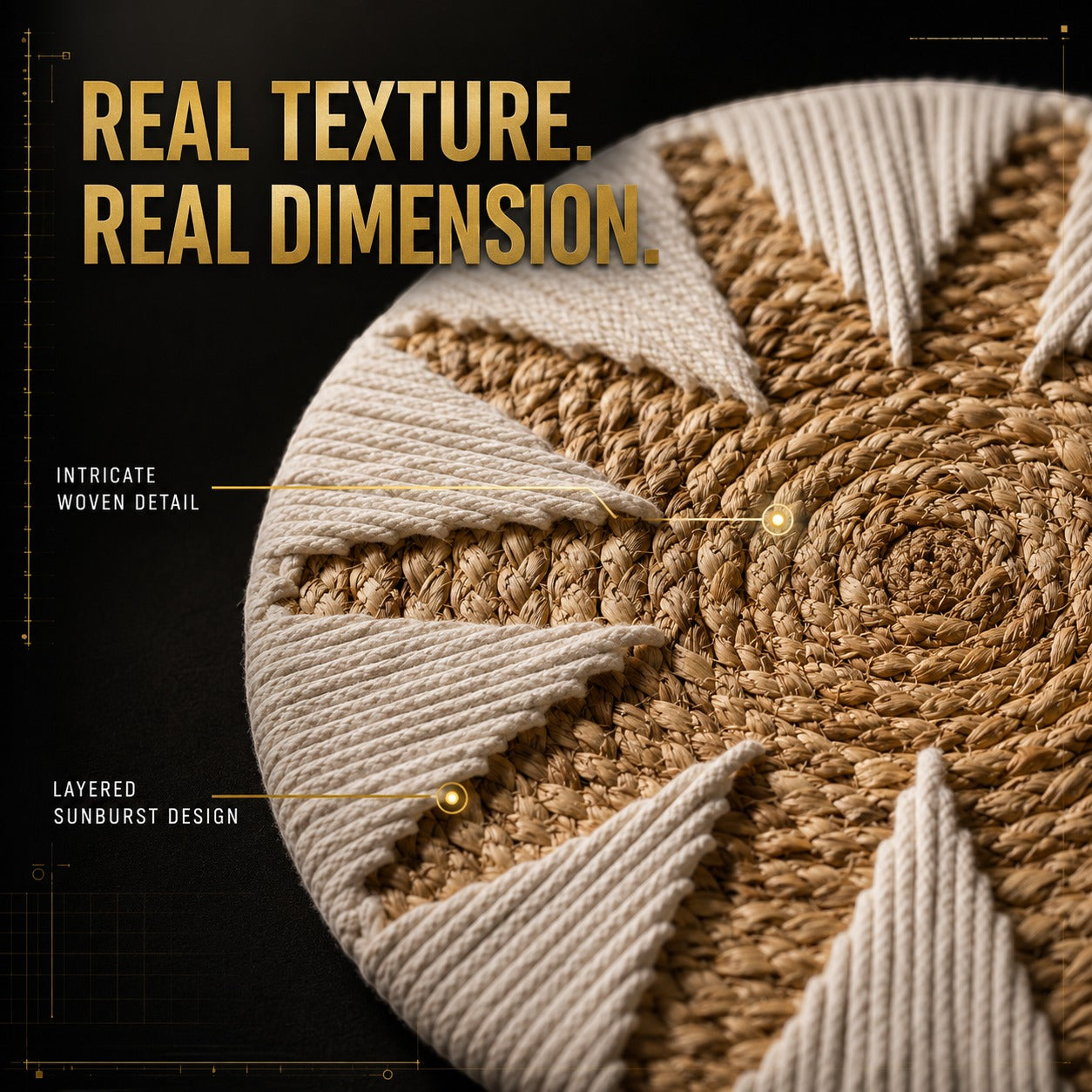 Bohemian Round Wall Hanging – Woven Rattan Macrame Wall Decor