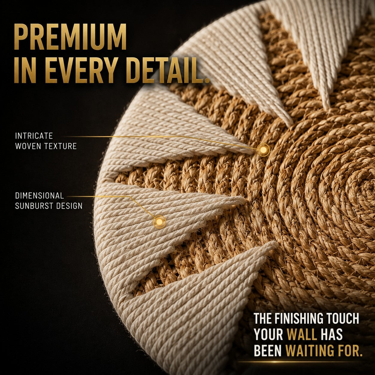 Bohemian Round Wall Hanging – Woven Rattan Macrame Wall Decor
