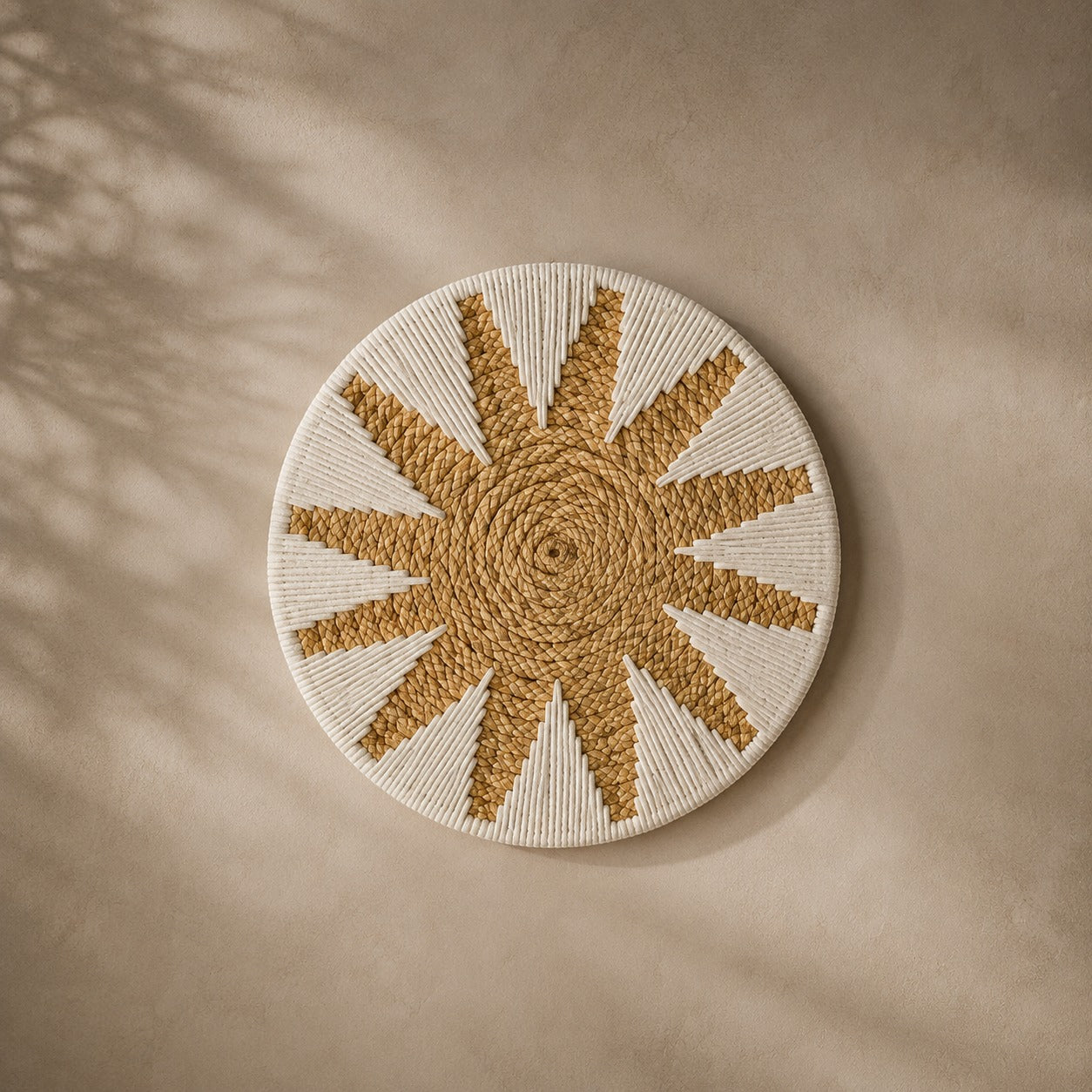 Bohemian Round Wall Hanging – Woven Rattan Macrame Wall Decor