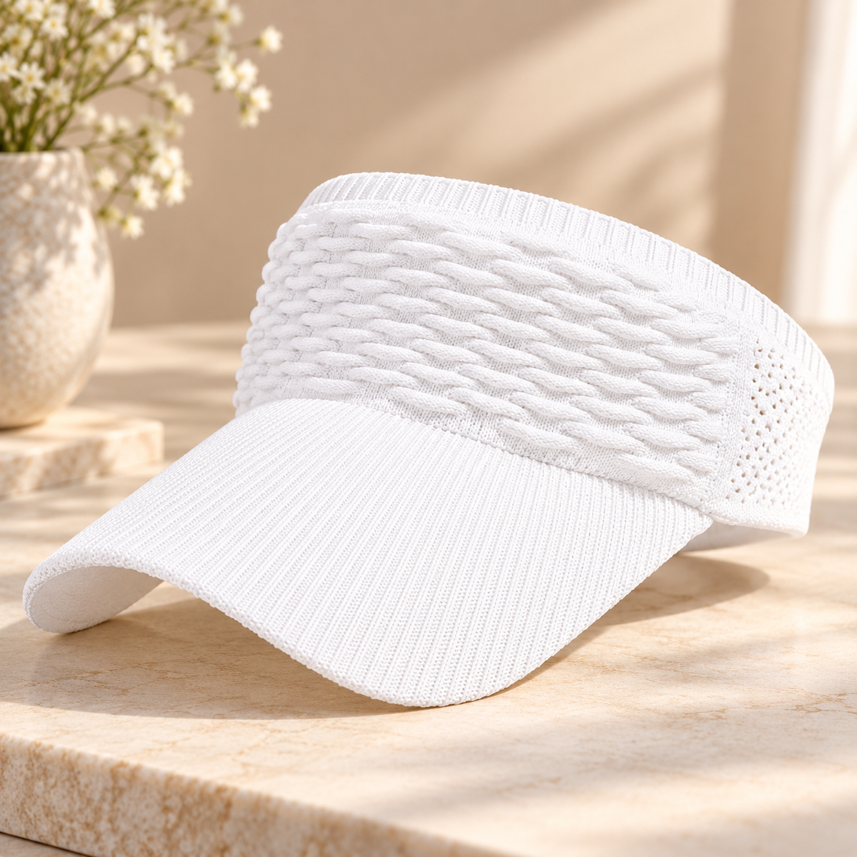 Women’s UV Sun Visor Hat, Breathable Visor Cap, Adjustable Open Top Sun Hat, Ponytail Beach Hat, Lightweight Summer Headwear
