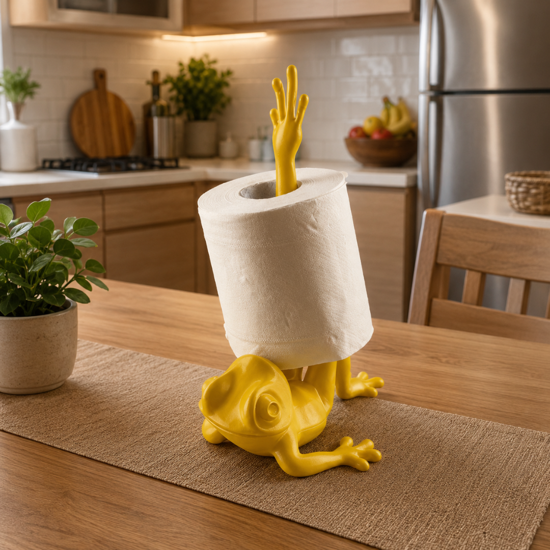Cute Frog Holder, Funny Bathroom Decor, Stretching Tissue Stand, Whimsical Vanity Accent, Playful Toilet Storage, Unique Home Gift