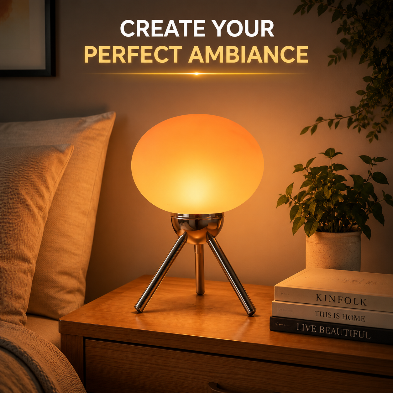 Mushroom Table Lamp | Glass Bedside Light | Nordic Modern Decor Lamp | Retro Style Ambient Lighting | Bedroom Home Accent