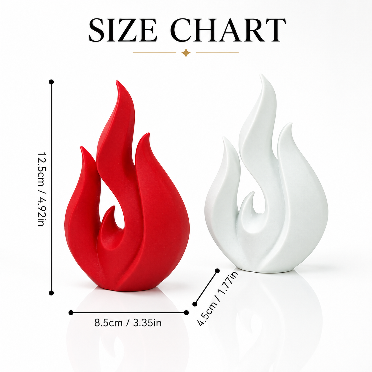 Flame Sculpture Decor | Abstract Fire Figurine | Minimalist Desktop Ornament | Living Room Shelf Accent | Housewarming Gift