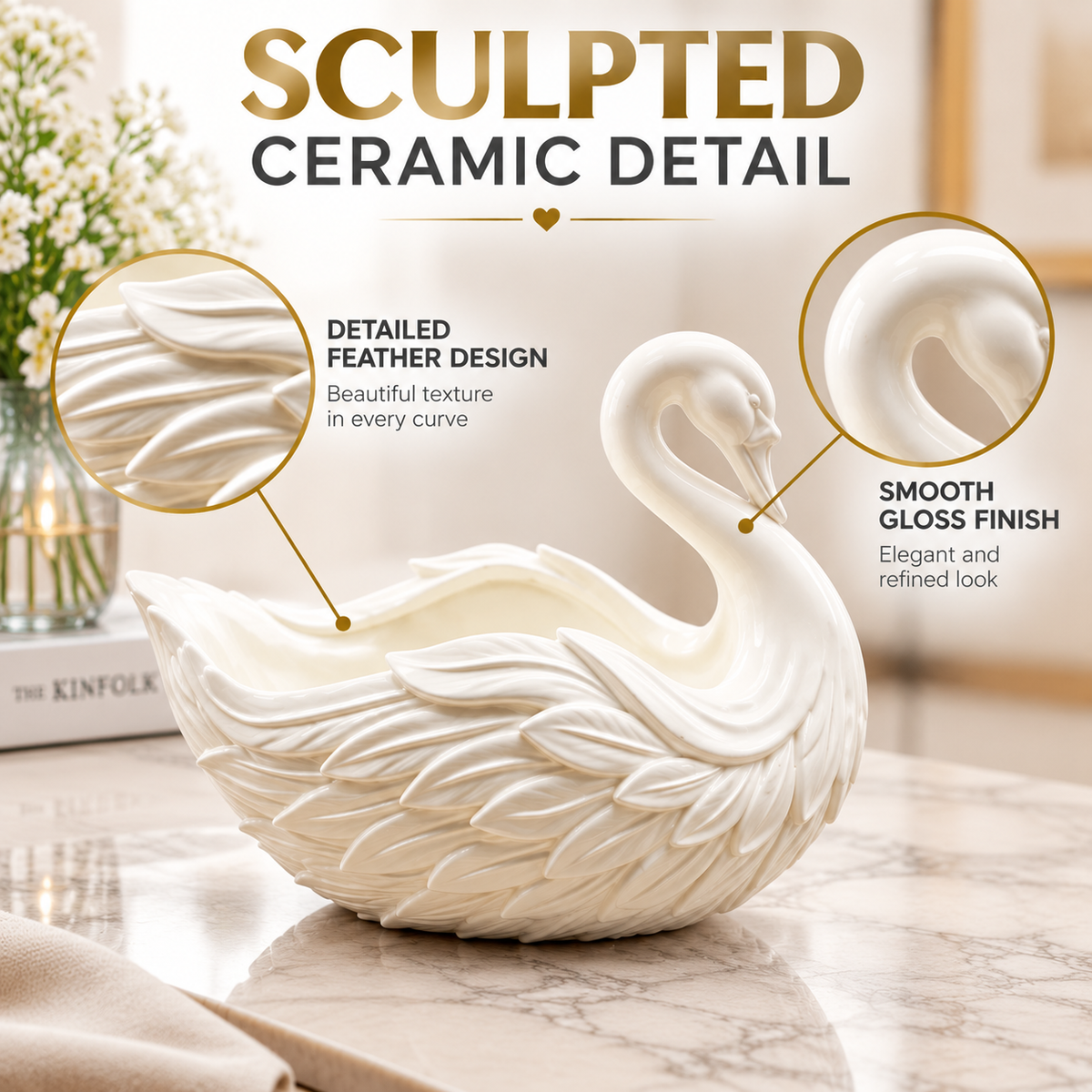 Swan Shaped Storage Tray | Elegant Swan Key Holder Bowl | Decorative Desk Organizer | Home Accent Tray For Jewelry And Small Items