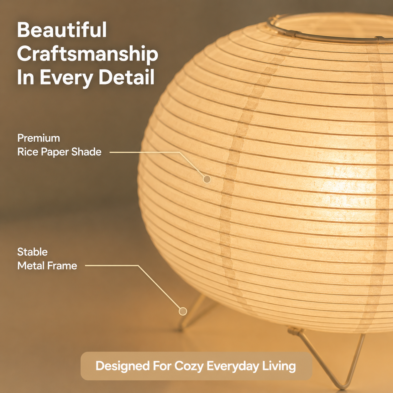 Rice Paper Table Lamp | Wabi Sabi Bedside Light | Plug In Desk Lighting | Japandi Bedroom Decor | Cozy Reading Room Accent